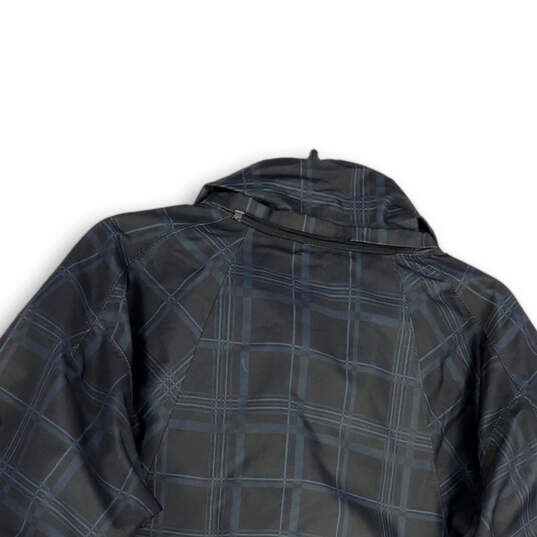 Mens Black Blue Plaid Long Sleeve Full-Zip Pockets Windbreaker Jacket Sz XL image number 4