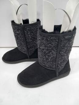 Minnetonka Women's Black Suede Knit Pull On Shearling Winter Boots Size 9 alternative image