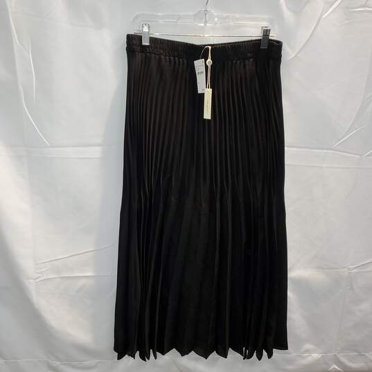 Max Studio London Black Long Pleated Skirt NWT Size L image number 1