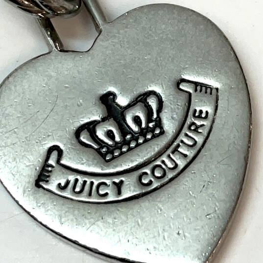 Designer Juicy Couture Silver-Tone Link Chain Toggle Clasp Charm Bracelet image number 4