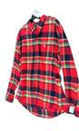 NWT Mens Red Plaid Long Sleeve Collared Button Up Shirt Size XL image number 1