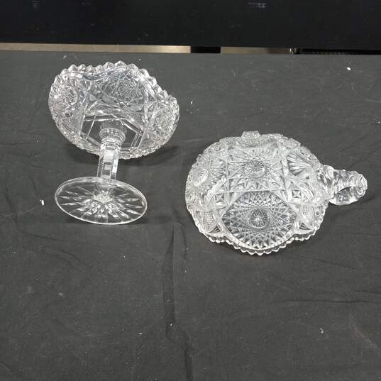 Bundle of 2 Clear Cut Crystal Dishes image number 3