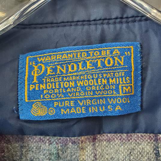 Pendleton Vintage Blue Wool Flannel Button Up Shirt Size M image number 4
