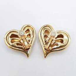 Swarovski Gold Tone Crystal Heart Clip - On Earrings 26.7g alternative image