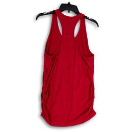 Womens Red Sleeveless Scoop Neck Side Ruched Pullover Tank Top Size L alternative image