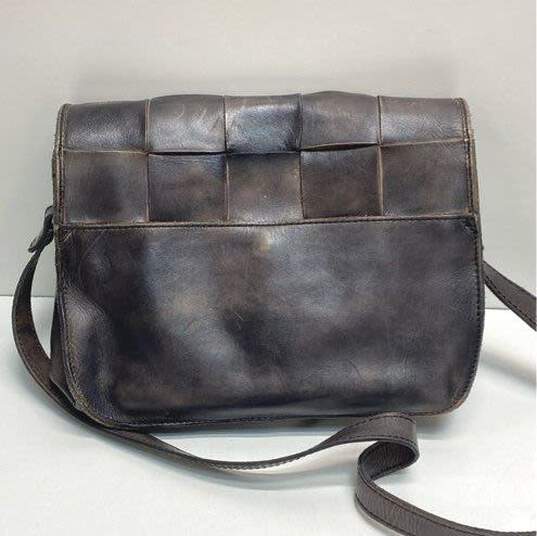 Patricia Nash Leather Woven Shoulder Bag Dark Brown image number 2