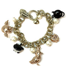 Designer Betsey Johnson Gold-Tone Rhinestone Link Chain Charm Bracelet alternative image
