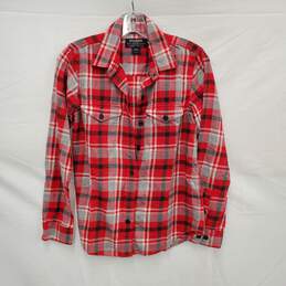 Filson's Red, Black & White Plaid Long Sleeve Shirt Size SM