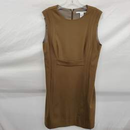 Diane Von Furstenberg Women's Sleeveless Brown Wool Dress Size 14 w/COA