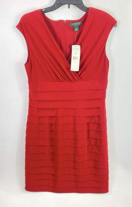 Lauren Ralph Lauren Red Pleated Midi Dress - Size 10