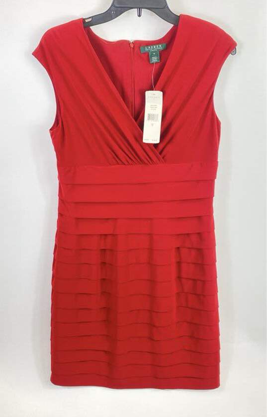 Lauren Ralph Lauren Red Pleated Midi Dress - Size 10 image number 1