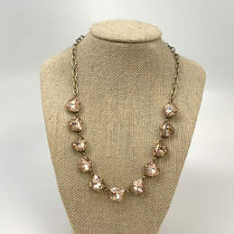 Designer Stella & Dot Gold-Tone Pink Crystal Cut Stone Chain Necklace alternative image