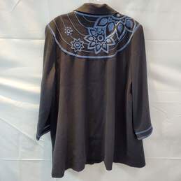 Bob Mackie Wearable Art Long Sleeve Embroidered Full Button Top Size 1X alternative image