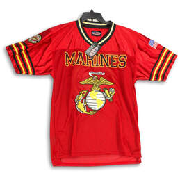 NWT Mens Red Yellow United States Marines Semper Fi Football Jersey Size M