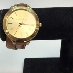 Designer Michael Kors Runway MK-2256 Gold-Tone Round Dial Analog Wristwatch