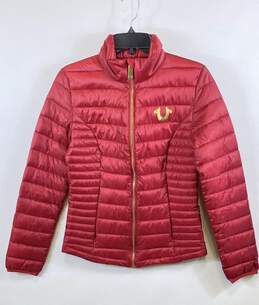 True Religion Womens Red Long Sleeve Full-Zip Short Puffer Jacket Size X-Small