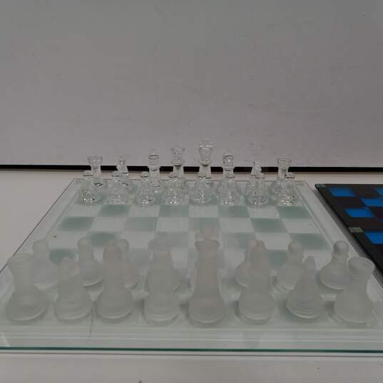 Glass Chess Set w/Chess Pieces and Additional Chess Board image number 2
