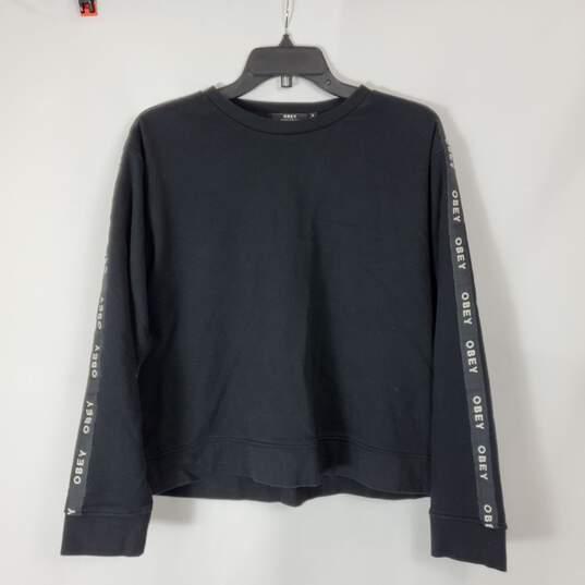 Obey Women Black Cropped Sweater sz s image number 1
