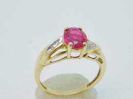 10k Yellow Gold Oval Cut Ruby & Diamond Accent Ring 2.2g