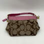 Womens Brown Pink Canvas Monogram Inner Pockets Zipper Classic Shoulder Bag image number 2