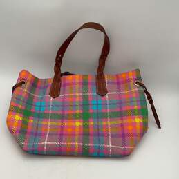 Dooney & Bourke Womens Multicolor Plaid Inner Zip Pocket Tote Bag Purse alternative image