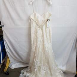 Blue ivory beaded wedding mermaid dress size 16 alternative image