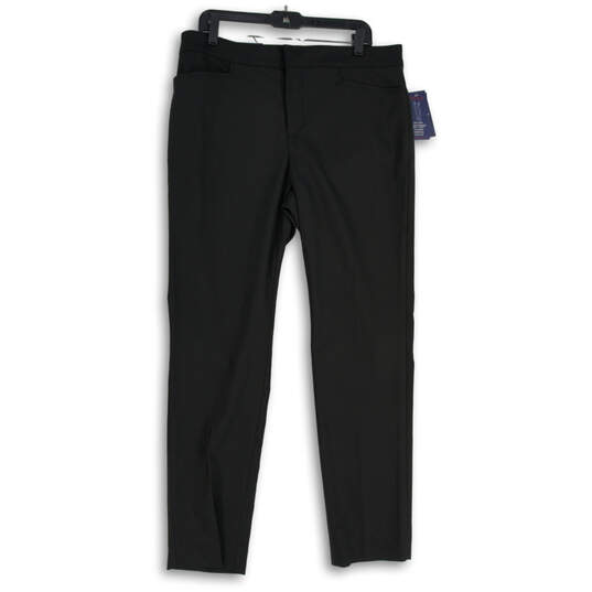 NWT Womens Black Pockets Flat Front Straight Leg Dress Pants Size 14
