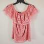 Adrianna Papell Women Pink Lace Blouse M NWT image number 1