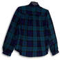 NWT Womens Blue Green Plaid Long Sleeve Tie Neck Button Front Blouse Size M image number 2