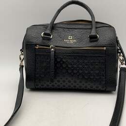 Kate Spade New York Womens Black Leather Polka Dot Detail Satchel Bag Purse