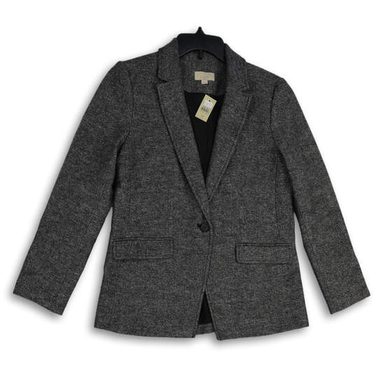 NWT Womens Gray Notch Lapel Single Breasted One Button Blazer Size 10P image number 1