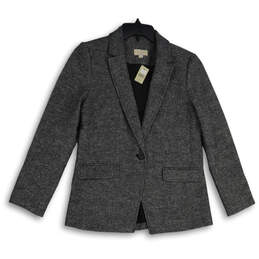 NWT Womens Gray Notch Lapel Single Breasted One Button Blazer Size 10P