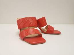 Vince Camuto Candialia Orange Leather Woven Strap Sandal Mule Shoes Size 8.5 M