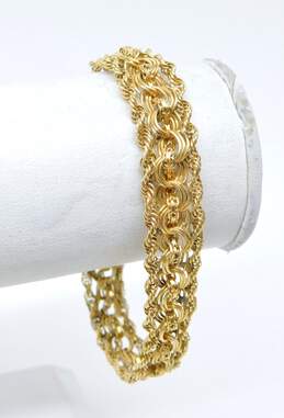 14K Yellow Gold Rope & Fancy Link Chain Bracelet 18.6g