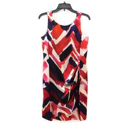 Armani Collezioni  Red, Navy & White Color Ruched Sheath Dress Size 6 with COA