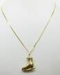 14K Gold Puffed Ice Skate Pendant Anchor Chain Necklace 5.5g image number 2