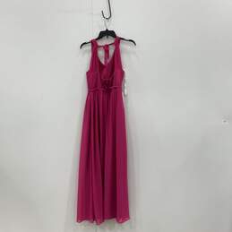 Azazie Womens Pink V-Neck Sleeveless Back Zip Fit And Flare Dress Size J16 alternative image