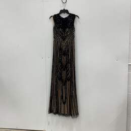 Aidan Mattox Womens Black Sequins Sleeveless Back-Zip Maxi Dress Size 2