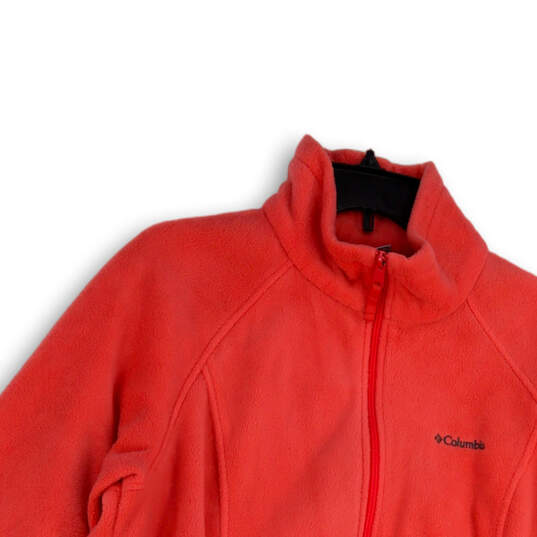 Womens Orange Mock Neck Long Sleeve Pockets Full-Zip Jacket Size XL image number 3