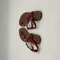 Womens Red Brown Leather Open Toe Buckle Ankle Strap Sandals Size 9.5 B image number 2