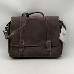 NWT Canyon Mens Brown Leather Crossbody Strap Workwear Satchel Messenger Bag alternative image