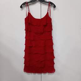 Women's Red Frilled Sleeveless Dress Size 4 NWT