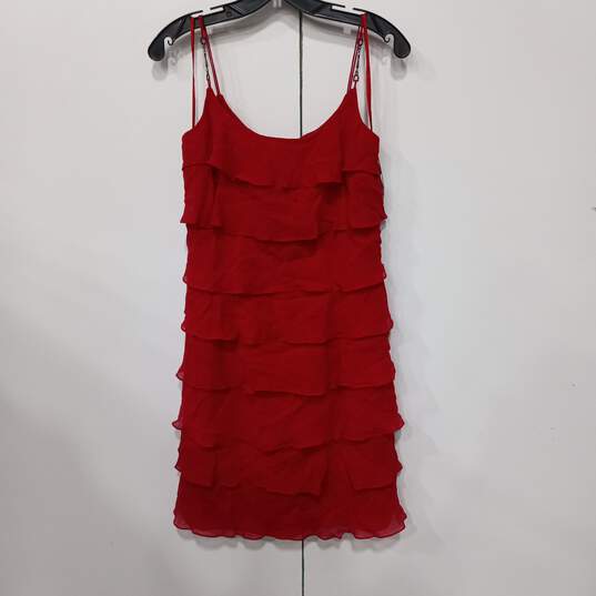 Women's Red Frilled Sleeveless Dress Size 4 NWT image number 1