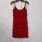 Women's Red Frilled Sleeveless Dress Size 4 NWT image number 1