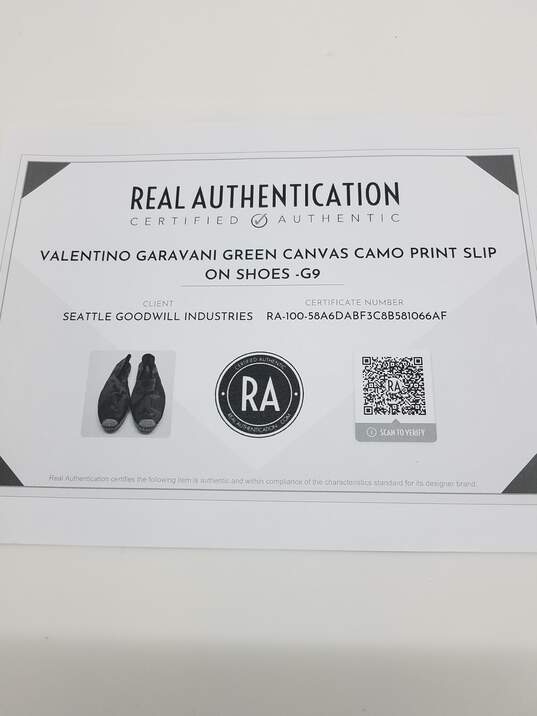 Valentino Garavani Green Canvas Camo Print Slip On Shoes Sz 43 image number 5