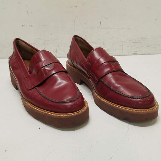 Coach Leather Penny Loafers Red 5 image number 3
