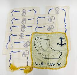 Vintage US Navy Mother Pillowcase Cover Linen Towels Cloths