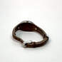 Desinger Fossil Silver-Tone Rhinestone Adjsutable Leather Strap Wristwatch image number 4