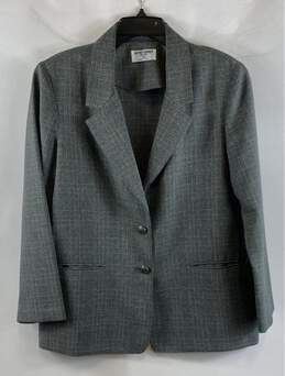 Alfred Dunner Womens Gray 2 Button Notched Lapel Blazer Suit Jacket Size 14P