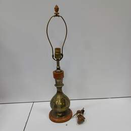 Vintage Brass & Wood Table Lamp